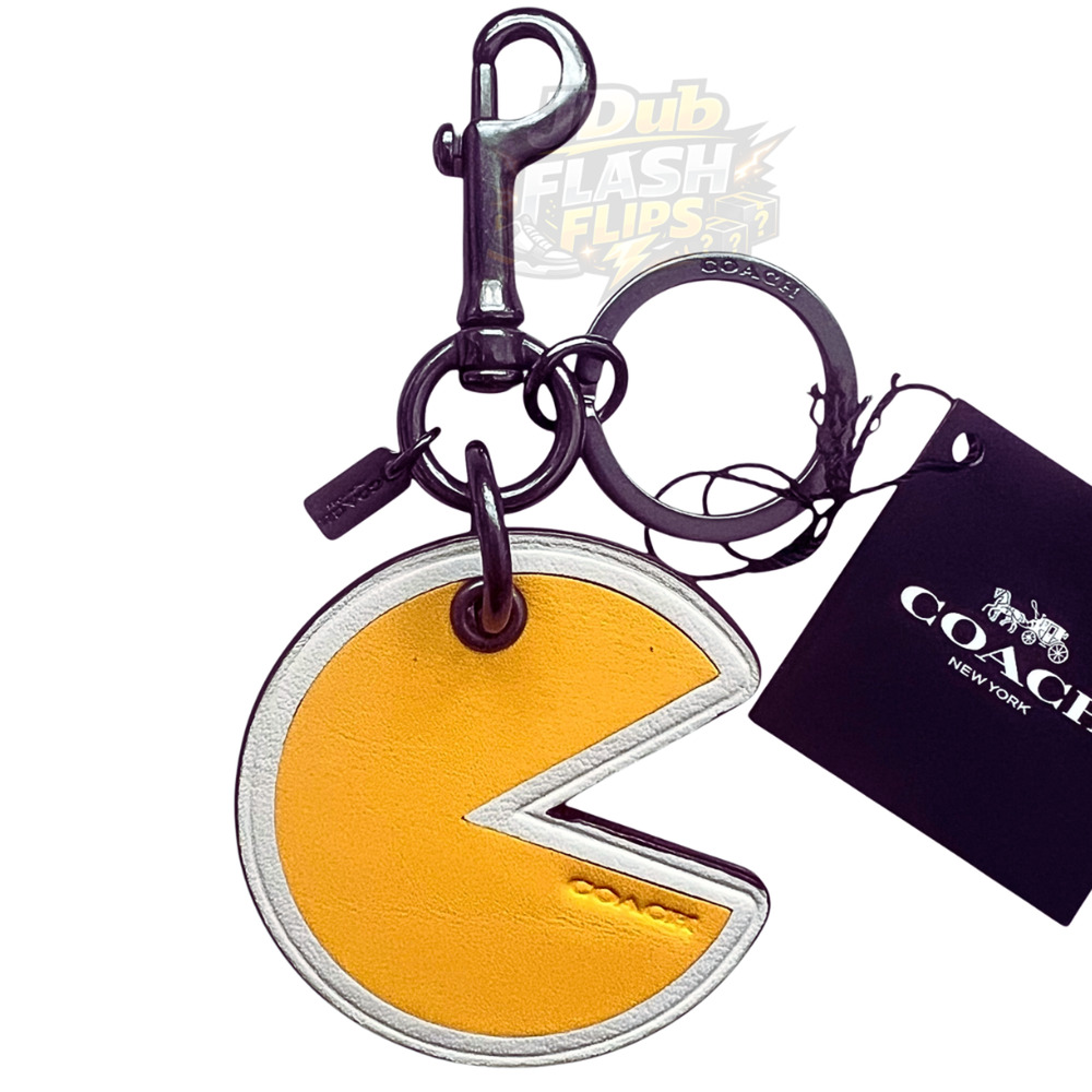 NWT COACH x PAC MAN Yellow Bag Charm Key Fob Chain 56751